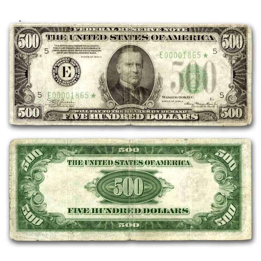 1934-A* (E-Richmond) $500 FRN Fine (Fr#2202-E*) Star Note