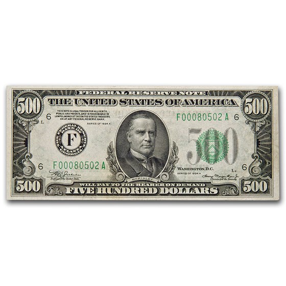 1934-A (F-Atlanta) $500 FRN AU (Fr#2202-F)