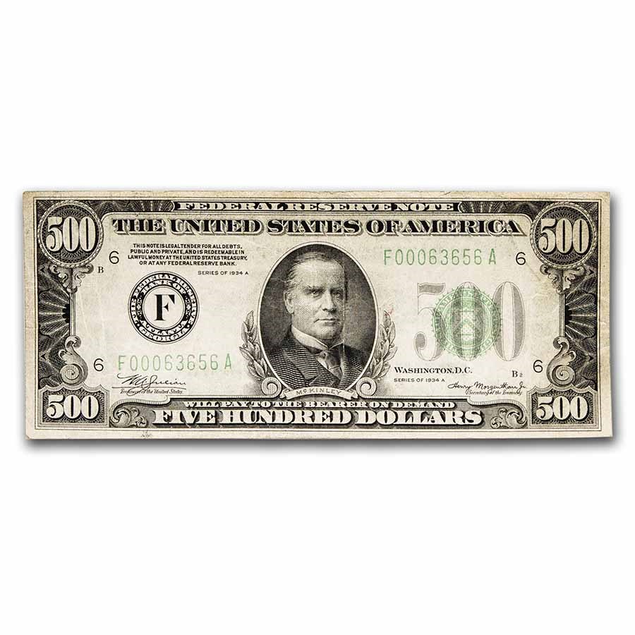 1934-A (F-Atlanta) $500 FRN VF (Fr#2202-F)