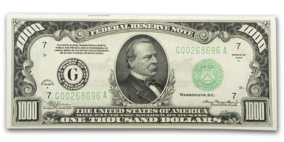 1934-A (G-Chicago) $1,000 FRN CU 1934-A (G-Chicago) $1,000 FRN CU
