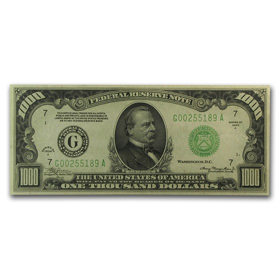 1934-A (G-Chicago) $1,000 FRN XF+ (Fr#2212-G)