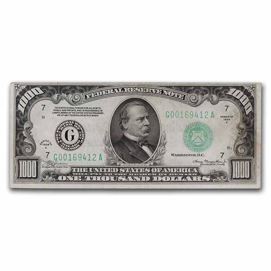 1934-A (G-Chicago) $1,000 FRN XF 1934-A (G-Chicago) $1,000 FRN XF