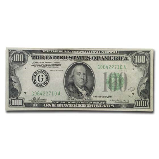 1934-A (G-Chicago) $100 FRN VF (Fr#2153-G) 1934-A (G-Chicago) $100 FRN VF (Fr#2153-G)