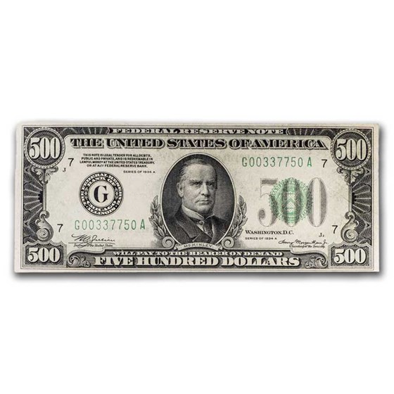 1934-A (G-Chicago) $500 FRN AU (Fr#2202-G) 1934-A (G-Chicago) $500 FRN AU (Fr#2202-G)