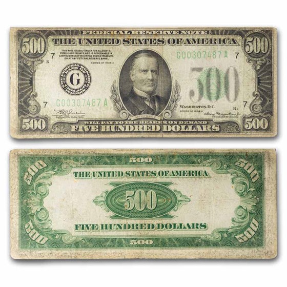 1934-A (G-Chicago) $500 FRN Fine Details (Fr#2202-G)