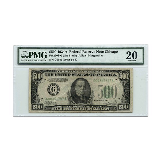 1934-A (G-Chicago) $500 FRN VF-20 PMG (Fr#2202-G)