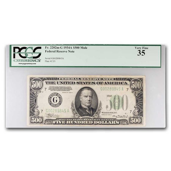 1934-A (G-Chicago) $500 FRN VF-35 PCGS (Fr#2202-G) 1934-A (G-Chicago) $500 FRN VF-35 PCGS (Fr#2202-G)