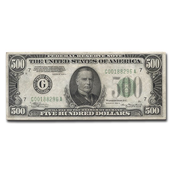 1934-A (G-Chicago) $500 FRN XF-45 PMG (Fr#2202-G) 1934-A (G-Chicago) $500 FRN XF-45 PMG (Fr#2202-G)