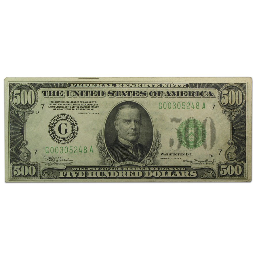 1934-A (G-Chicago) $500 FRN XF (Fr#2202-G)