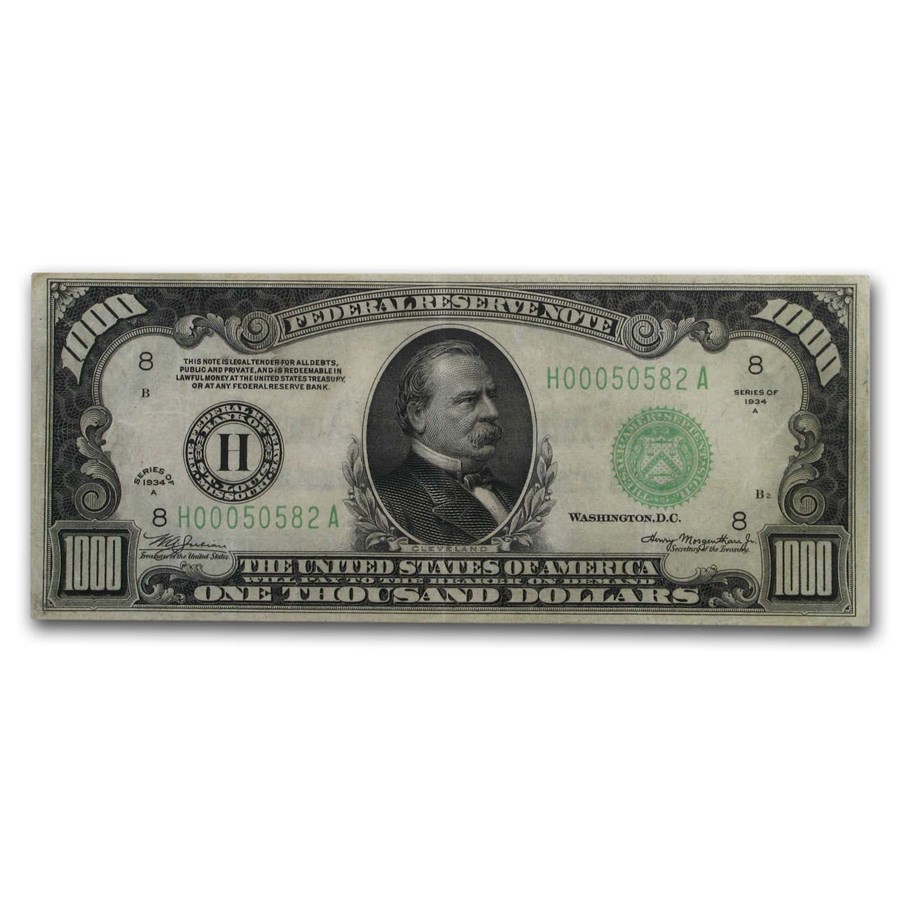 1934-A (H-St. Louis) $1,000 FRN VF (Fr#2212-H)