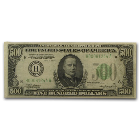 1934-A (H-St. Louis) $500 FRN VF+ 1934-A (H-St. Louis) $500 FRN VF+