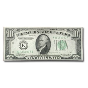 1934-A (K-Dallas) $10 FRN AU (Green Seal) 1934-A (K-Dallas) $10 FRN AU (Green Seal)