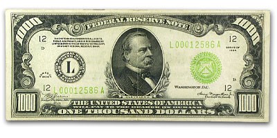 1934-A (L-San Francisco) $1,000 FRN XF (LGS) 1934-A (L-San Francisco) $1,000 FRN XF (LGS)
