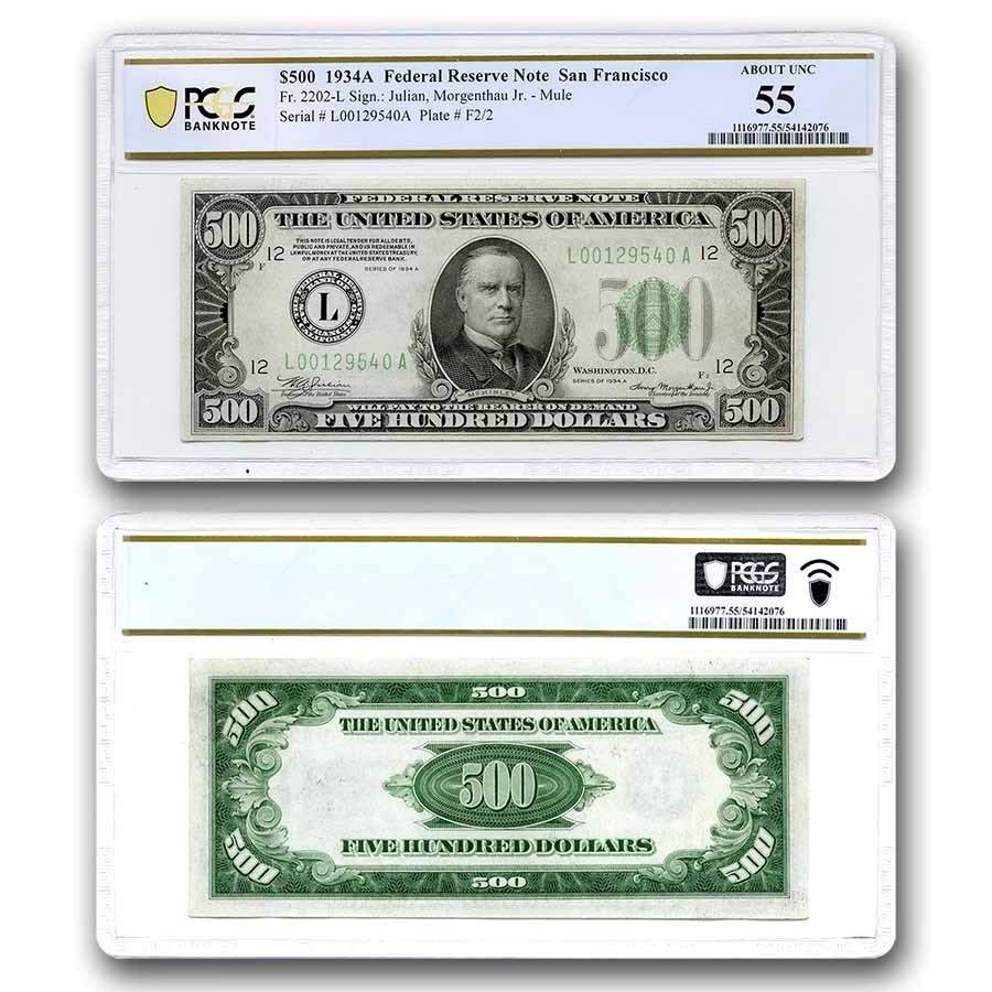 Buy 1934-A (L-SF) $500 Federal Reserve Mule Note AU-55 | APMEX