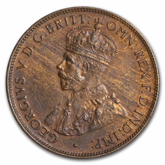 1934 Australia Bronze 1/2 Penny George V BU (Red/Brown) 1934 Australia Bronze 1/2 Penny George V BU (Red/Brown)