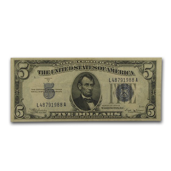 1934-B $5.00 Silver Certificate VF (Fr#1652)