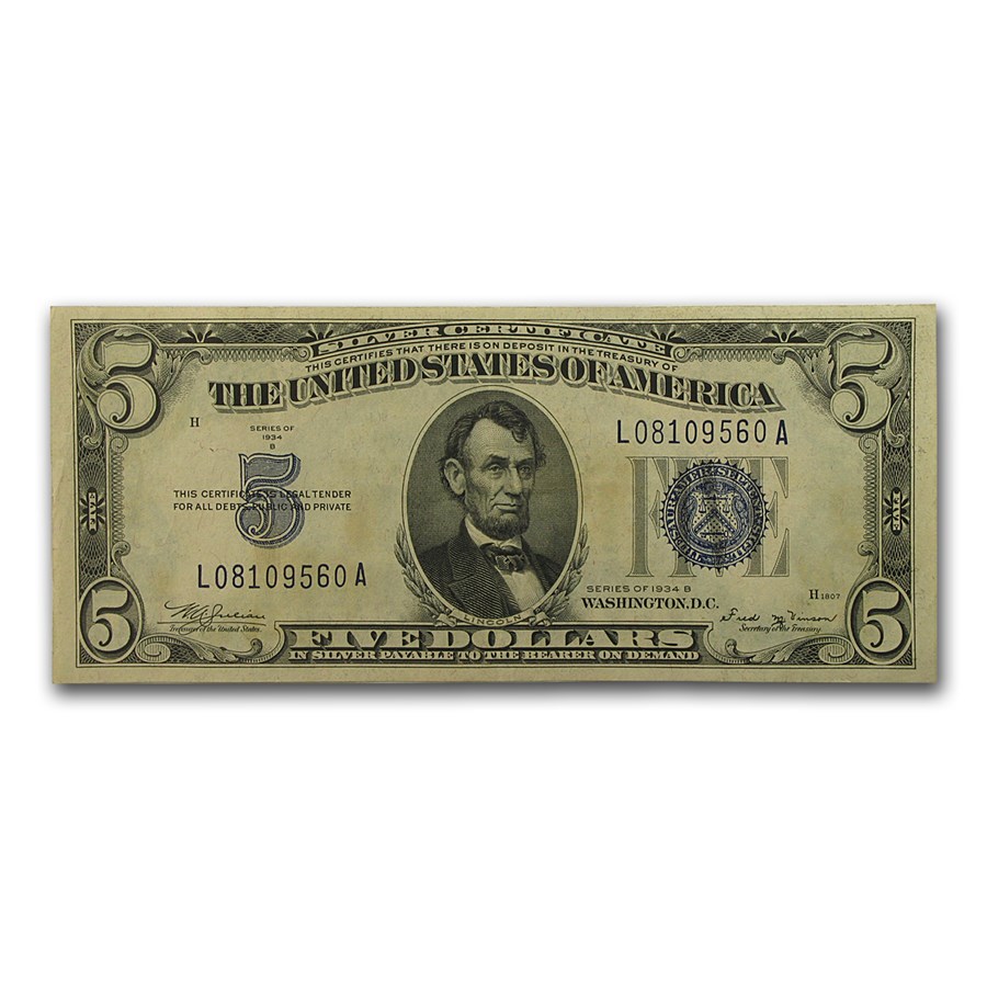 1934-B $5.00 Silver Certificate XF (Fr#1652)