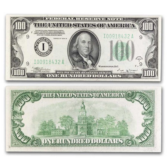 1934-B (I-Minneapolis) $100 FRN CU (Fr#2154-I) Mule 1934-B (I-Minneapolis) $100 FRN CU (Fr#2154-I) Mule