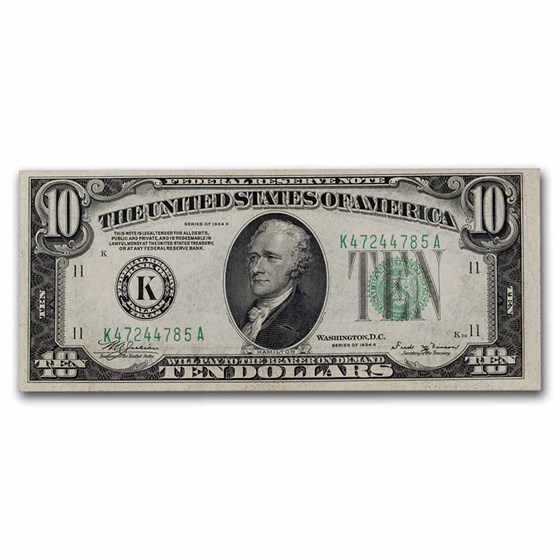 1934-B (K-Dallas) $10 FRN CU (Fr#2007-K) 1934-B (K-Dallas) $10 FRN CU (Fr#2007-K)