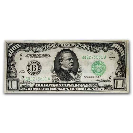 1934 (B-New York) $1,000 FRN XF (Fr#2211-B)