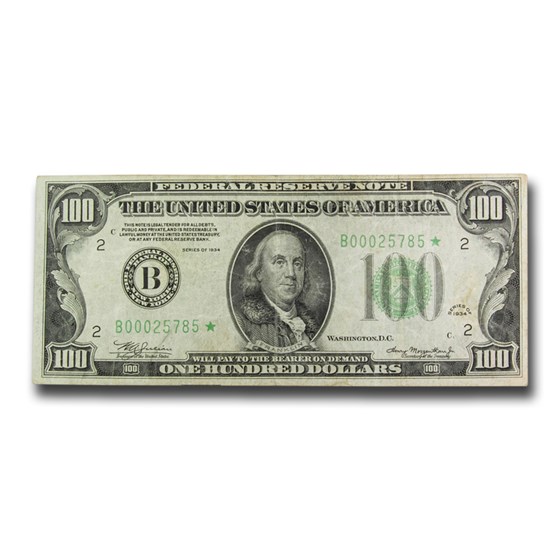 1934* (B-New York) $100 FRN VF (Fr#2152-B*) Star Note 1934* (B-New York) $100 FRN VF (Fr#2152-B*) Star Note