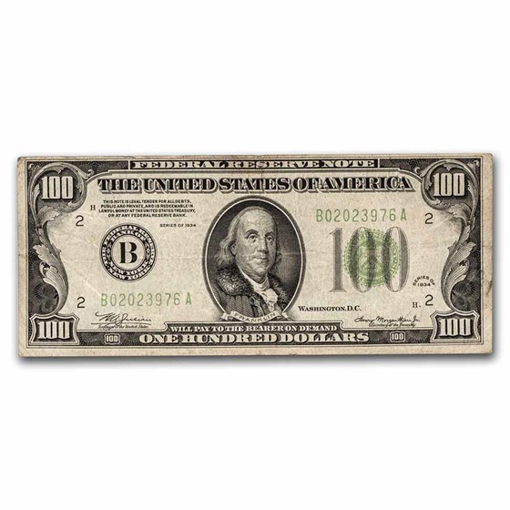 1934 (B-New York) $100 FRN VF (Fr#2152-B) 1934 (B-New York) $100 FRN VF (Fr#2152-B)