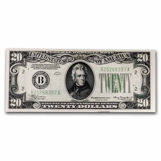 1934 (B-New York) $20 FRN CU (Fr#2054-B) 1934 (B-New York) $20 FRN CU (Fr#2054-B)