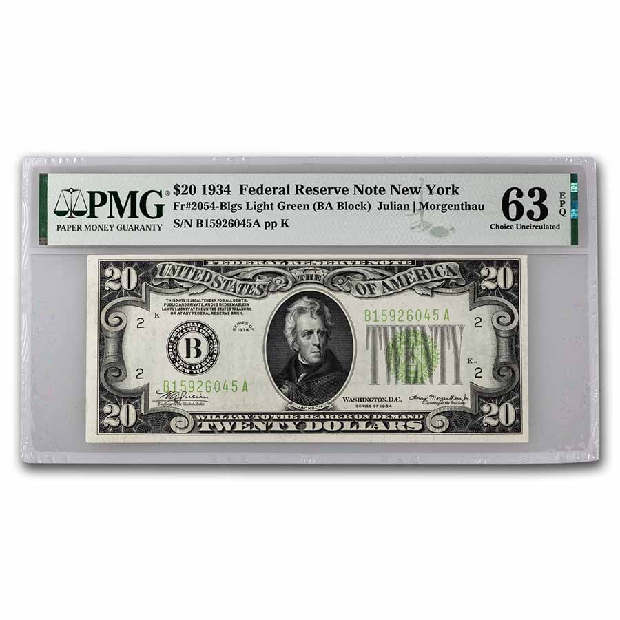 1934 (B-New York) $20 FRN Gem CU-63 EPQ (Fr#2054-Blgs) LGS