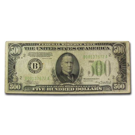 1934 (B-New York) $500 FRN Fine 1934 (B-New York) $500 FRN Fine
