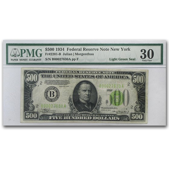 1934 (B-New York) $500 FRN VF-30 PMG (Fr#2201-B) LGS 1934 (B-New York) $500 FRN VF-30 PMG (Fr#2201-B) LGS