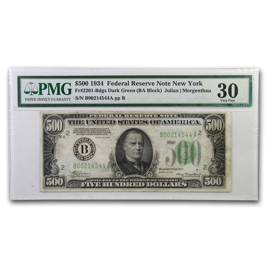 1934 (B-New York) $500 FRN VF-30 PMG (Fr#2201-B)