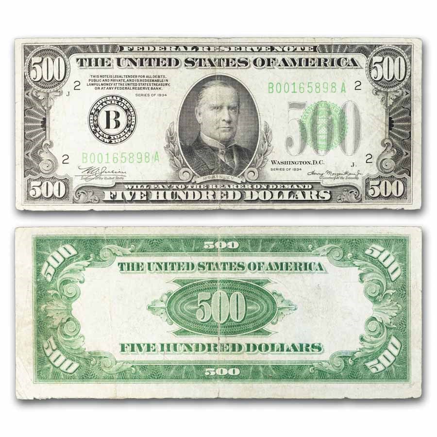 1934 (B-New York) $500 FRN VF (Fr#2201-B) Details