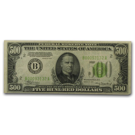 1934 (B-New York) $500 FRN VF (LGS, FR#2201) 1934 (B-New York) $500 FRN VF (LGS, FR#2201)