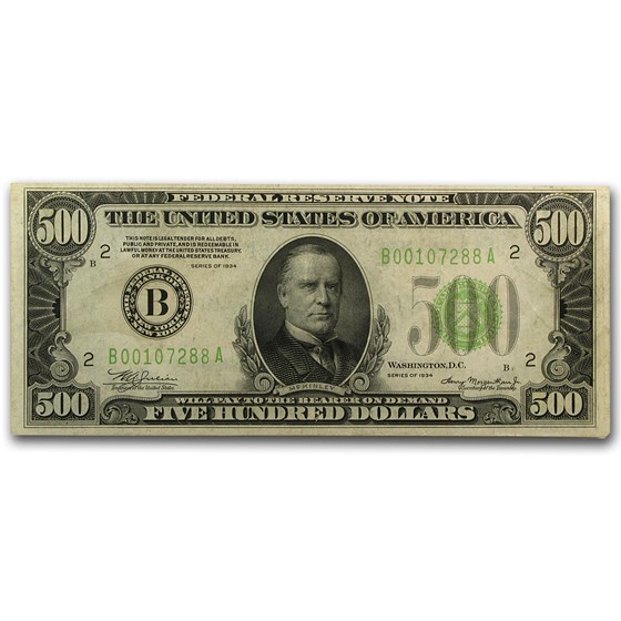 1934 (B-New York) $500 FRN XF (Fr#2201-B) LGS 1934 (B-New York) $500 FRN XF (Fr#2201-B) LGS