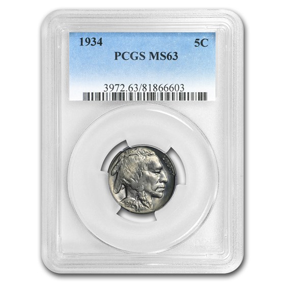 1934 Buffalo Nickel MS-63 PCGS 1934 Buffalo Nickel MS-63 PCGS