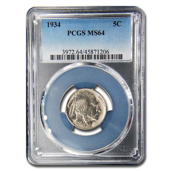 1934 Buffalo Nickel MS-64 PCGS 1934 Buffalo Nickel MS-64 PCGS
