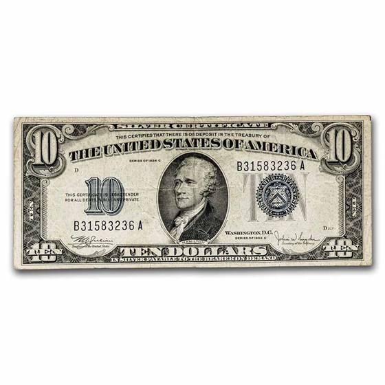 1934-C $10 Silver Certificate VF (Fr#1704) 1934-C $10 Silver Certificate VF (Fr#1704)