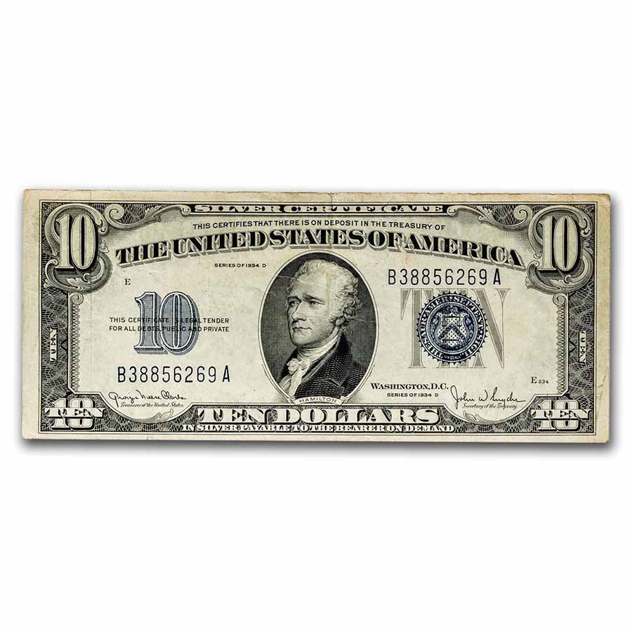 1934-C $10 Silver Certificate XF (Fr#1704)