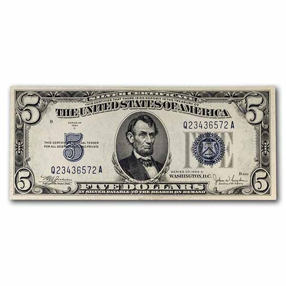 1934-C $5.00 Silver Certificate AU (Fr#1653) 1934-C $5.00 Silver Certificate AU (Fr#1653)