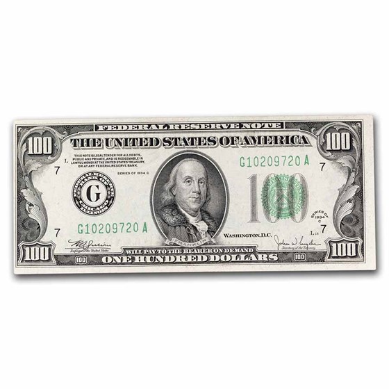 1934-C (G-Chicago) $100 FRN AU (Fr#2155-G) 1934-C (G-Chicago) $100 FRN AU (Fr#2155-G)