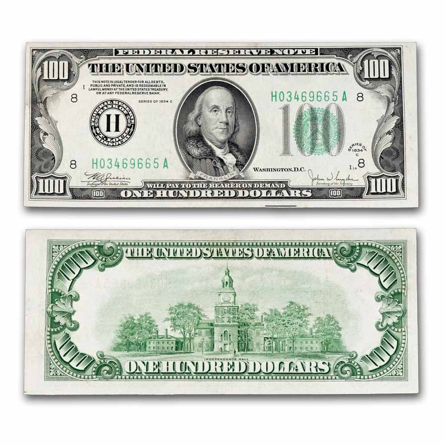 1934-C (H-St.Louis) $100 FRN CU (Fr#2155-H)