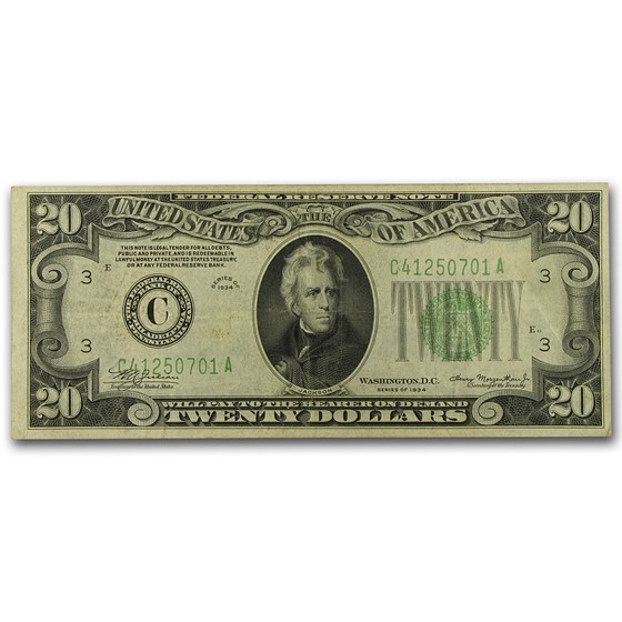 1934 (C-Philadelphia) $20 FRN VF (Fr#2054-C) 1934 (C-Philadelphia) $20 FRN VF (Fr#2054-C)