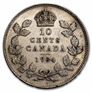 1934 Canada Silver 10 Cents George V BU