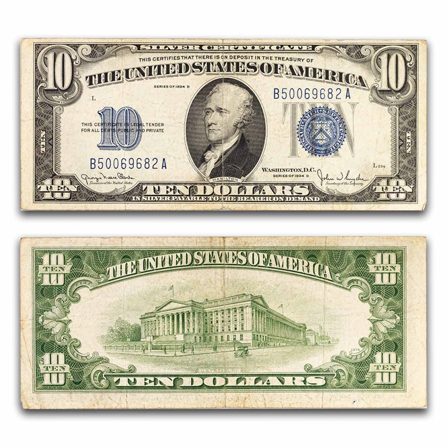 1934-D $10 Silver Certificate Fine (Fr#1705)