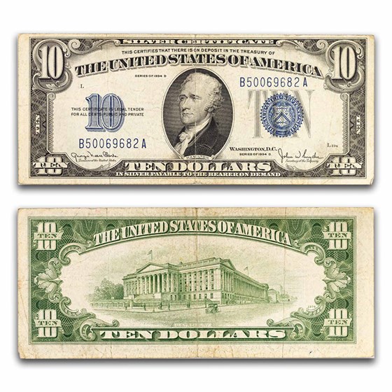 1934-D $10 Silver Certificate Fine (Fr#1705) 1934-D $10 Silver Certificate Fine (Fr#1705)