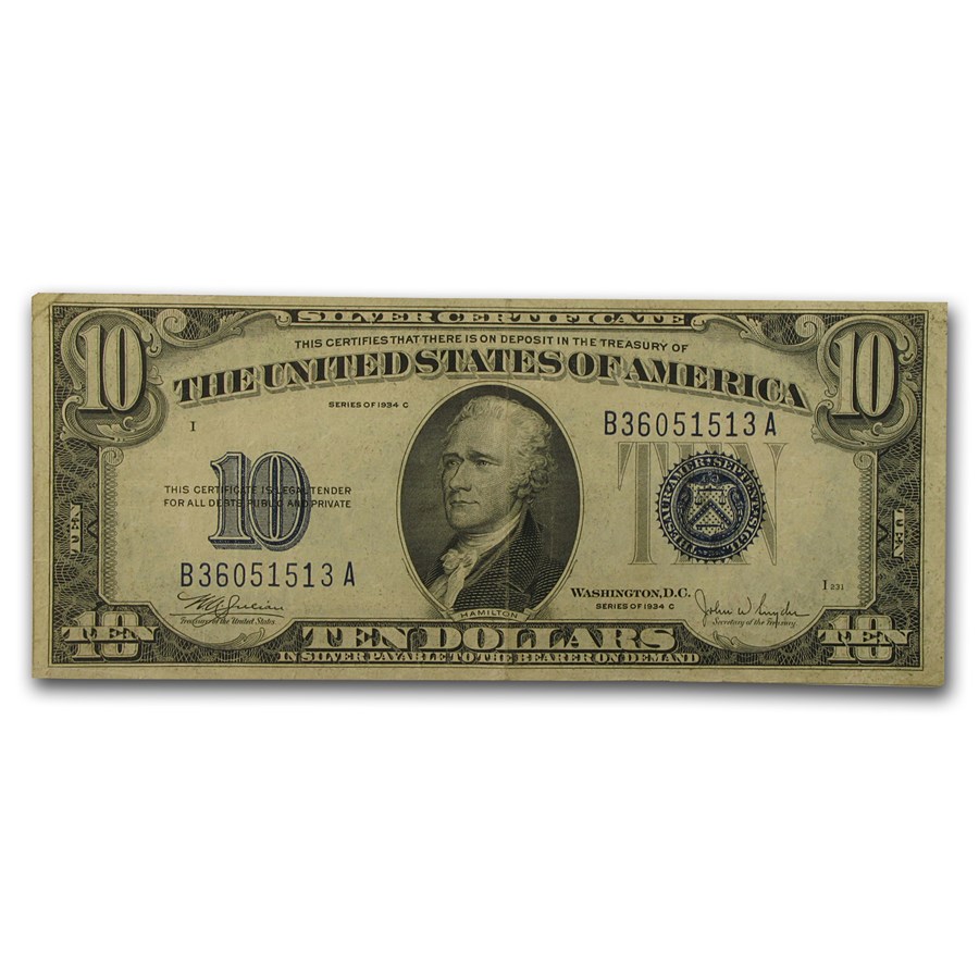 1934-D $10 Silver Certificates VF (Fr#1704)