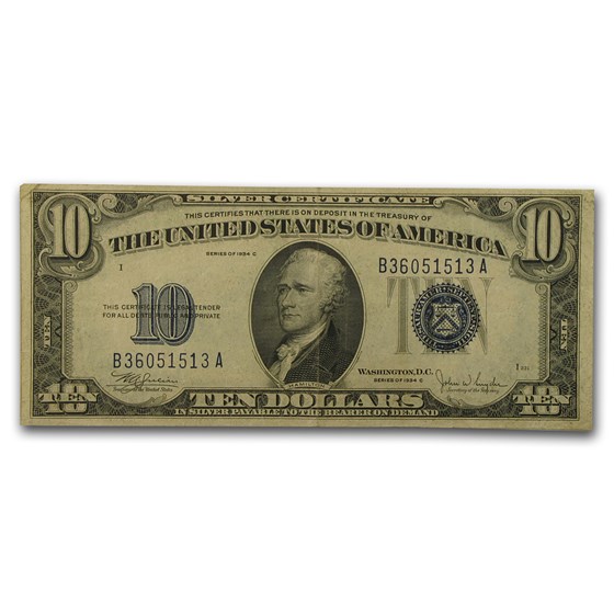 1934-D $10 Silver Certificates VF (Fr#1704) 1934-D $10 Silver Certificates VF (Fr#1704)