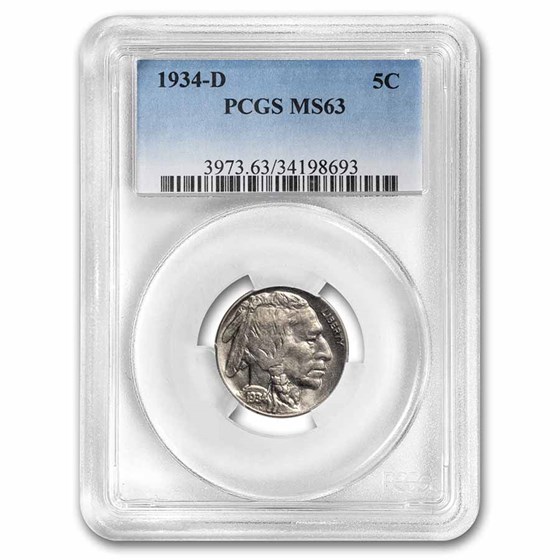 1934-D Buffalo Nickel MS-63 PCGS 1934-D Buffalo Nickel MS-63 PCGS