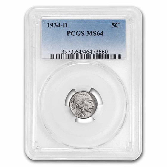 1934-D Buffalo Nickel MS-64 PCGS 1934-D Buffalo Nickel MS-64 PCGS