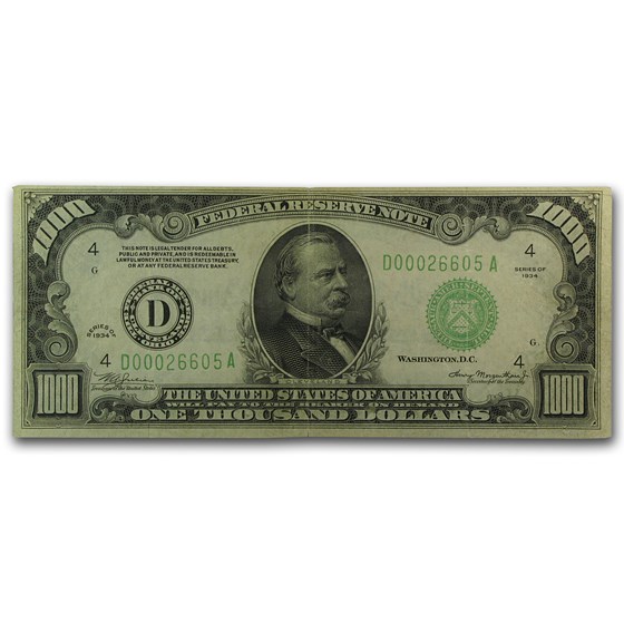 1934 (D-Cleveland) $1,000 FRN VF 1934 (D-Cleveland) $1,000 FRN VF